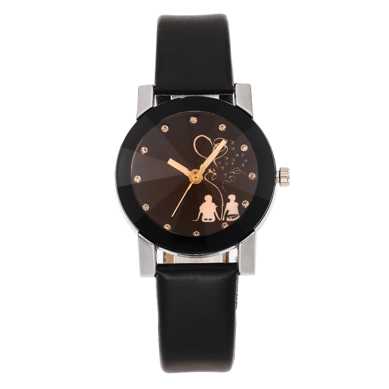 ขายร้อนแฟชั่น Casual คู่นาฬิกาผู้ชายผู้หญิงสายรัดนาฬิกาหนังนาฬิกาข้อมือควอตซ์ Analog Relogio Feminino Reloj Mujer