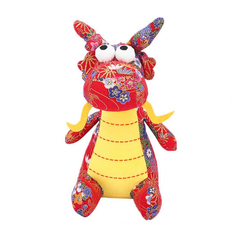 ตุ๊กตามาสค็อตมังกร2024ปีสไตล์พื้นบ้านลายพิมพ์ตรุษจีนราศีมังกรยัดไส้ตุ๊กตา Stitch