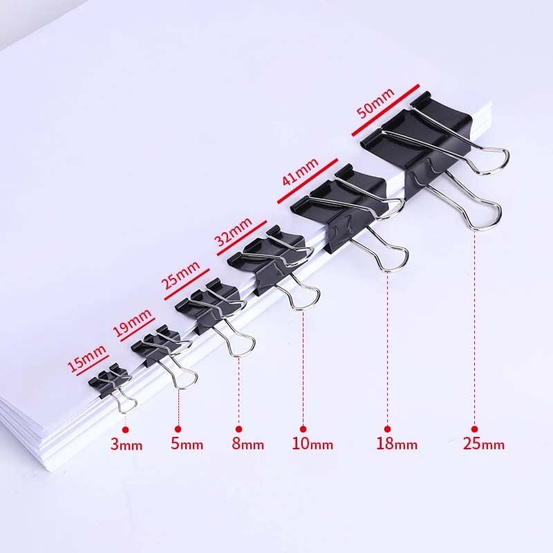 Tenwin Metal Paper Clip 15 19 25 32mm Foldback Metal Binder Clips colorful Grip Clamps Paper Document Office School Stationery