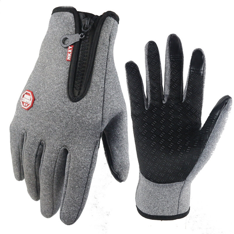 Motorcycle Gloves Touch Screen Gloves Winter Warm Velvet Gloves Men and Women Riding Outdoor Sports Ski Climbing Zipper Gloves
