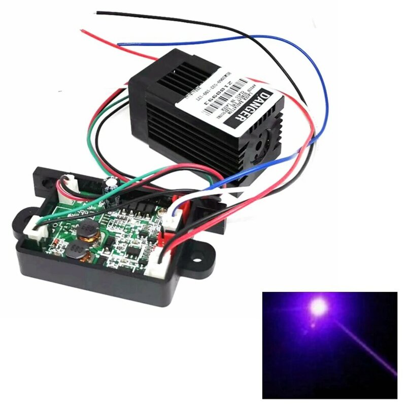 Modul dioda Laser titik biru Violet 405nm, lampu panggung 100mw 200mw 300mw DC12V TTL kipas pendingin
