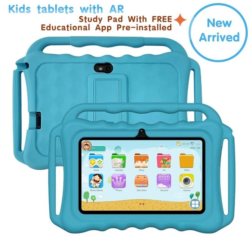 Tablet per bambini V8, schermo HD da 7 pollici con Pad di studio, età 3 +, Tablet per bambini con App per l'istruzione gratuita preinstallata, 2 fotocamere, blocco genitori