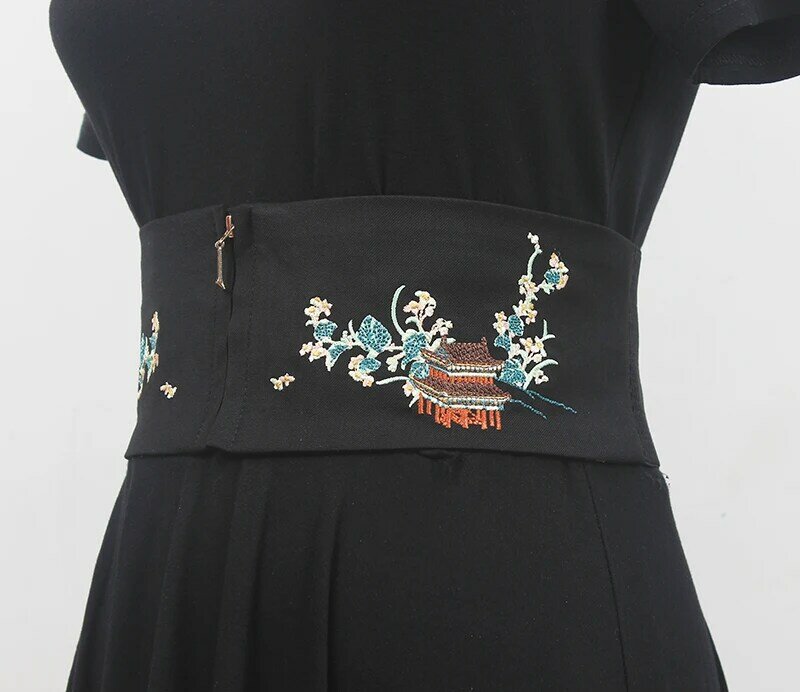 Pista da donna moda fiore ricamo cerniera Cummerbunds vestito femminile corsetti cintura cinture decorazione cintura larga R1059