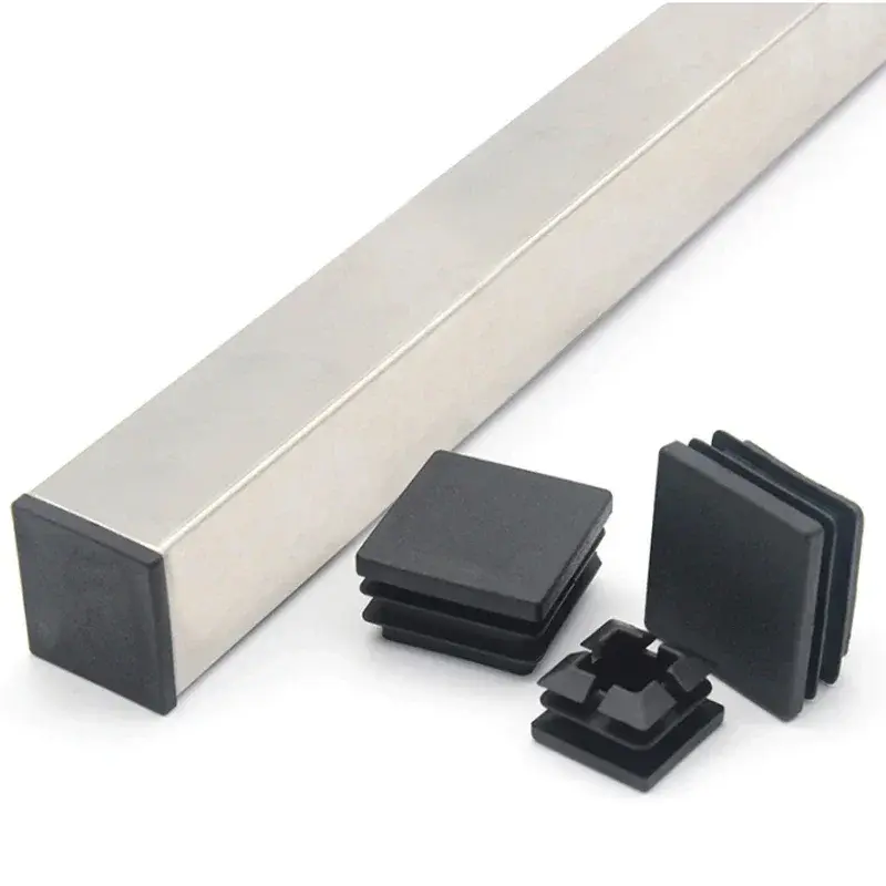 Black PE Plastic Square Tube Pipe Plug Rectangle Blanking End Caps Inserts Bung Table Chair Feet Pad