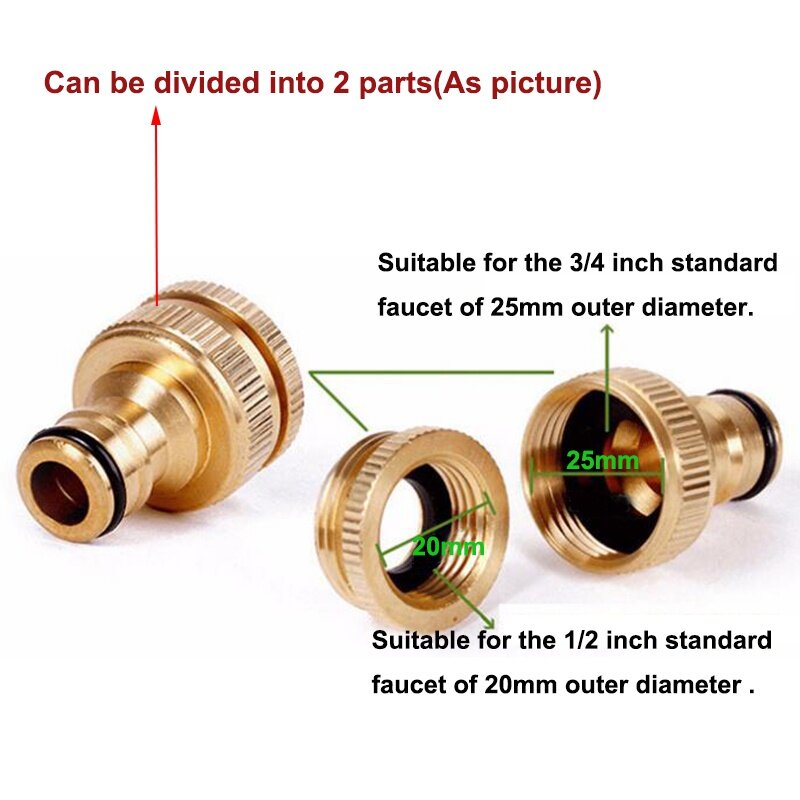 Garden Hose Quick Connect Brass Female Water Hose Connector 1/2 Inch 3/4 Inch Dual Use Garden Hose Faucet Fitting