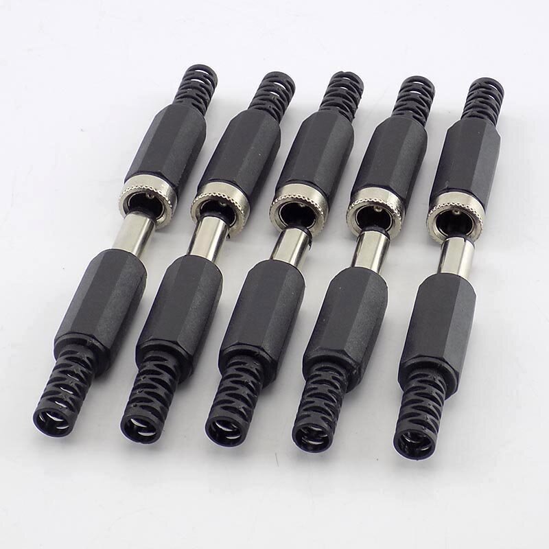 5pcs DC Power Jack Plugs Male Female Socket Adapter Connectors 2.1mm x 5.5mm For DIY Projects Disassembly Female Male Plug