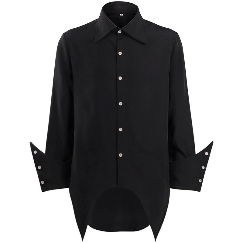 Мужская Готическая рубашка с плиссированными манжетами, рубашка в европейском и американском стиле с гофрированным воротником и длинными рукавами, новинка 2023