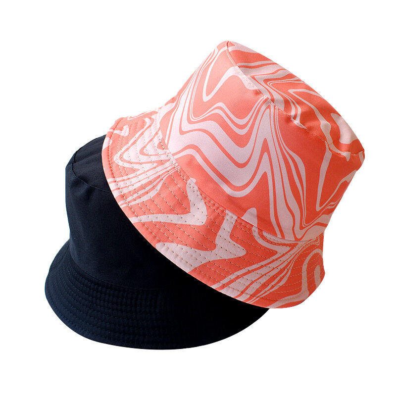 Topi Ember Lipat Musim Panas Uniseks Wanita Warna Solid Hip Hop Pinggiran Lebar Pantai Perlindungan UV Atasan Bulat Topi Nelayan Tabir Surya