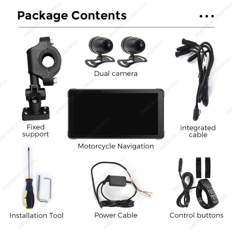 Écran LCD Portable pour Moto, Navigation IPX7, Étanche, Sans Fil, Apple Carplay, Android Auto, Caméra de Tableau de Bord, Moniteur BT GPS, 5.5 Pouces