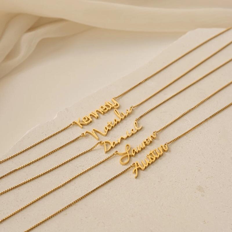 Nazwa własna naszyjnik dla kobiet każda czcionka z łańcuszkiem złota tabliczka znamionowa naszyjnik najlepszy przyjaciel idealny prezent urodzinowy 2023