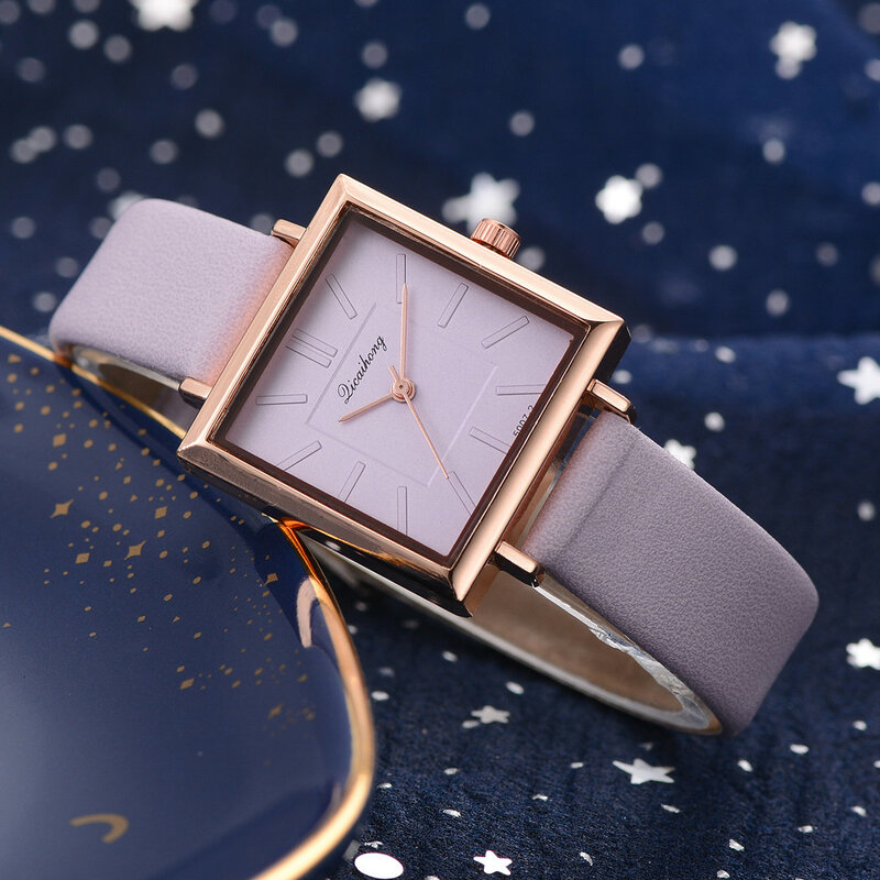 Women Watches Luxury Square Dial Rose Gold Fashion Simple Watches Buckle Dress Wristwatch Causal Ladies Clock Reloj Mujer