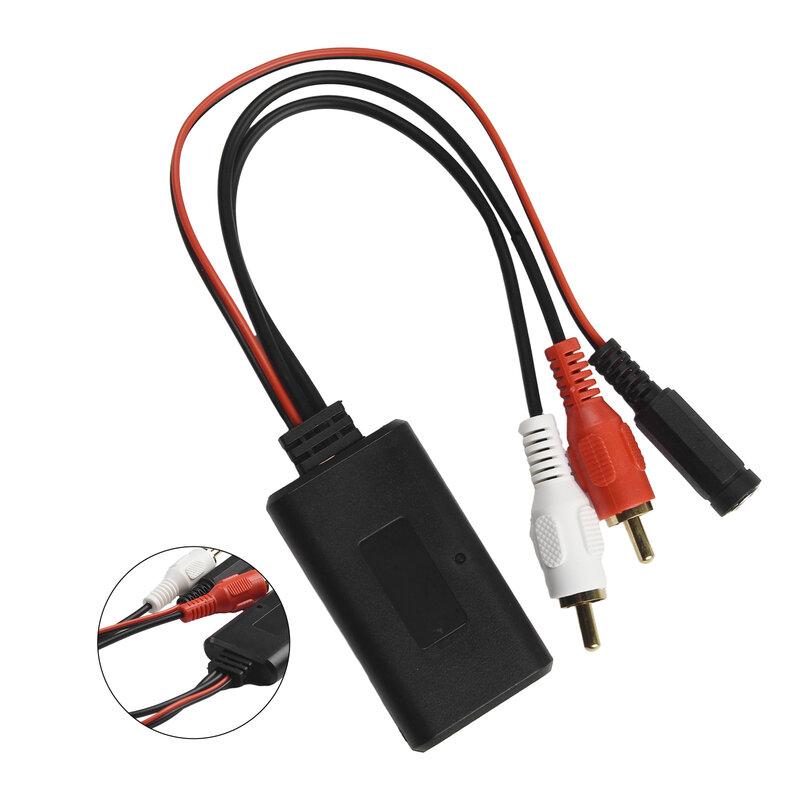 Récepteur compatible Bluetooth Tech, interface 2RCA, pratique, noir, rouge, blanc, adapté à la plupart des véhicules, adaptateur AUX