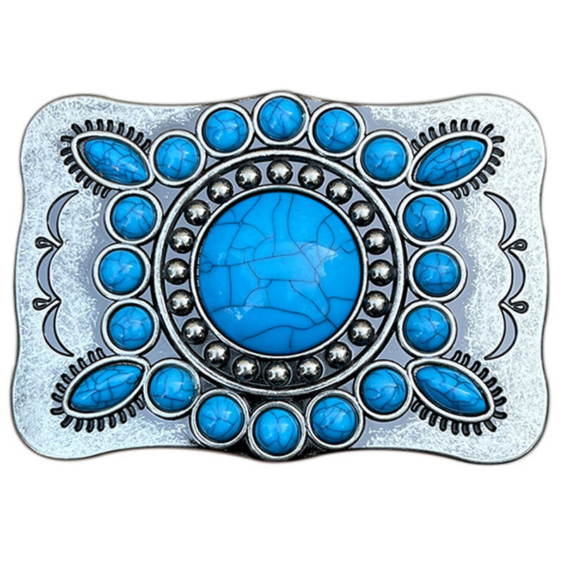 Cheapify Dropshipping Bohemian Style Turquoise Western Cowboy Pin Buckles for Belts Men Metal Hebilla Cinturon Hombre