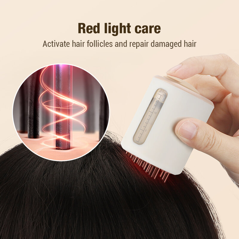 Electric Microcurrent Head Scalp Massager 625nm LED Light Vibration Massage Comb Medicine Liquid Oil Applicator Hair Growth Comb