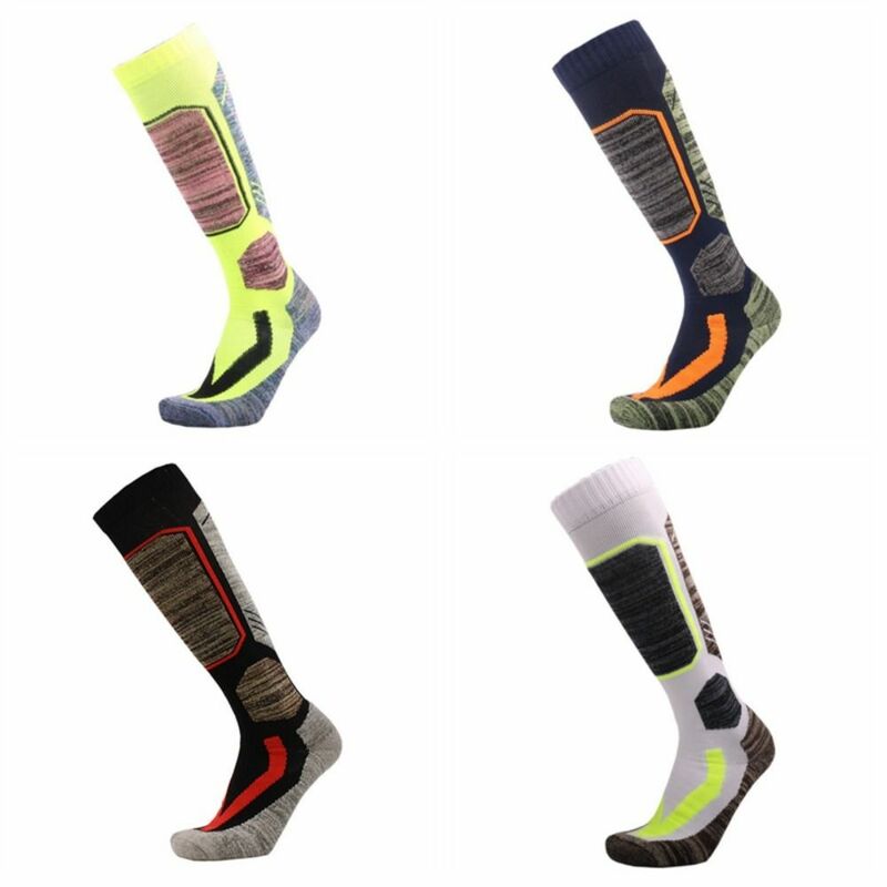 Meias quentes de montanhismo, Suor Absorvente Algodão Sports Socks, Absorção de choque, Respirável Ski Socks, 1 Par
