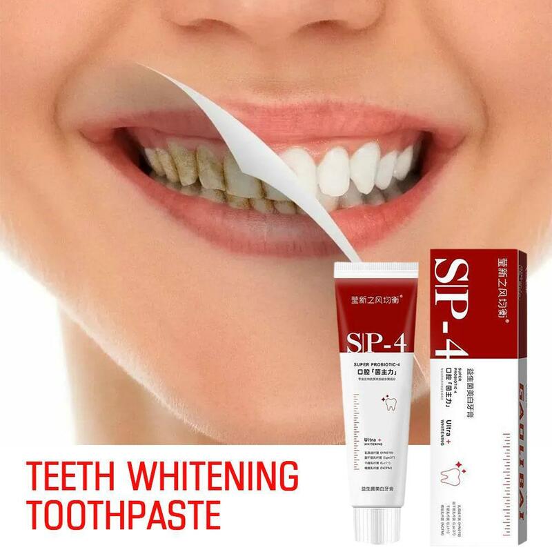 ยาสีฟันโปรไบโอติก1/2ชิ้น SP 4ฟันขาวกระจ่างใสซ่อมแซมฟันผุทำความสะอาดคราบจุลินทรีย์ที่กำจัดลมหายใจสดดูแลทันตกรรม120กรัม