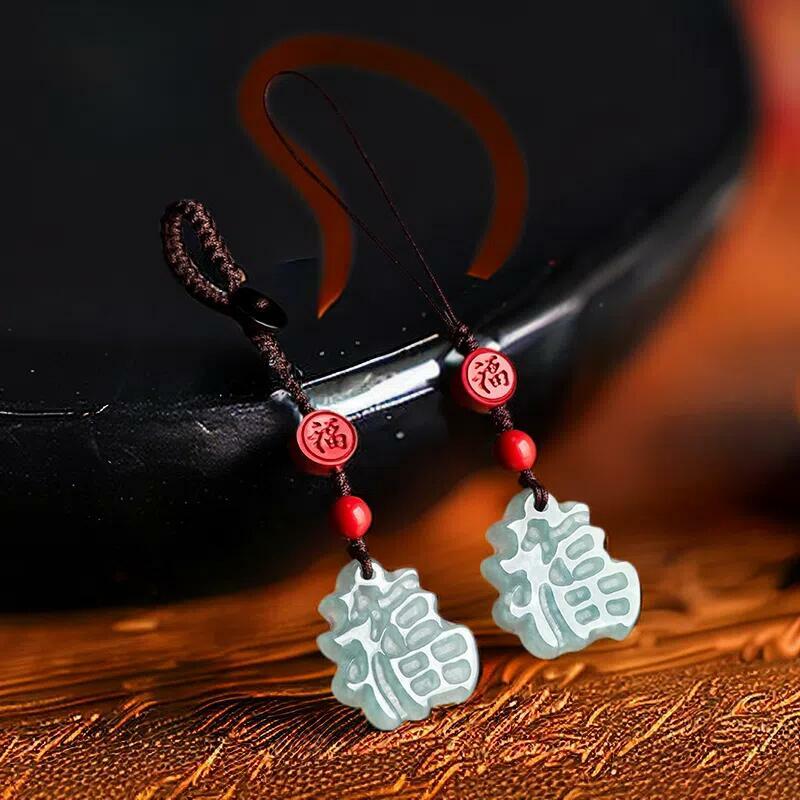 LLavero de jadeíta Fu azul birmano, llavero de diseñador, cordón de Jade Natural birmano, pulsera de lujo, joyería Real, regalo de moda