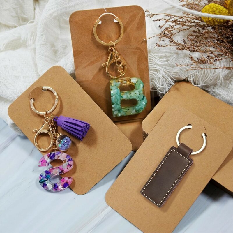 50Pcs Keychain Cardboard Display Paper Cards Self-Sealing Bags Packaging For Jewelry Small Business Packaging Supplies Wholesale