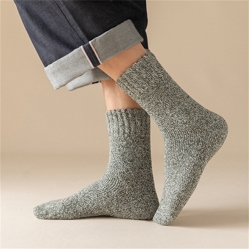 Men Super Thick Solid Sock Striped Wool Socks Against Cold Snow Winter Warm Sock