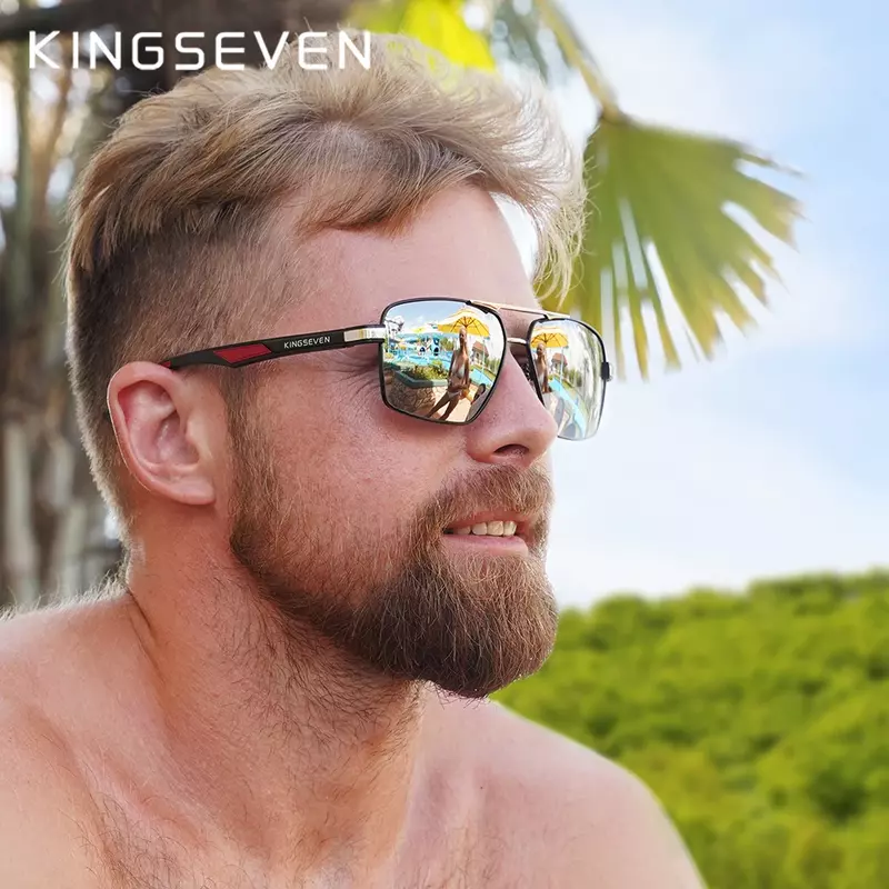 KINGSEVEN-gafas de sol polarizadas para hombre y mujer, lentes de diseño con revestimiento de espejo, accesorios de marca, 2023