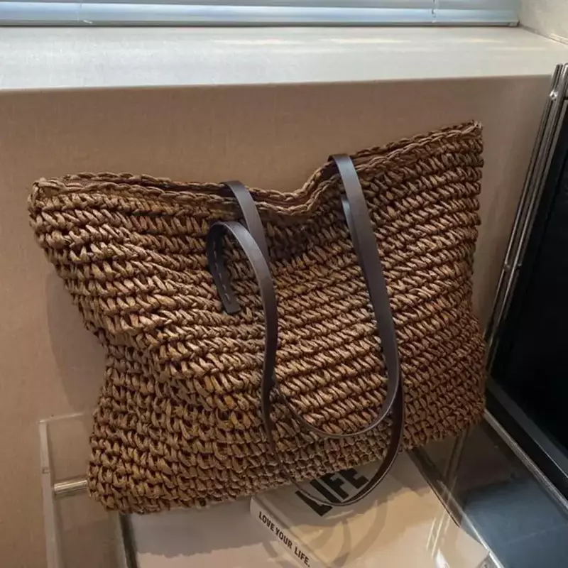 CTB4 nuove borse di totalizzatore tessute di paglia di lusso estate Casual borse di grande capacità moda spiaggia donna spalla semplice