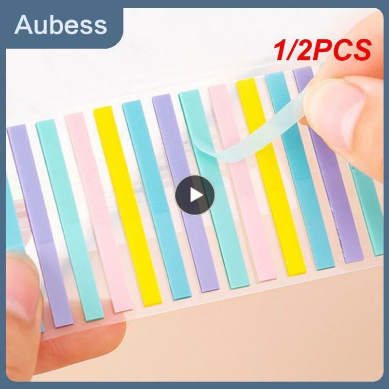 1/2 Stuks Kleurstickers Transparante Fluorescerende Vlaggen Zeer Dunne Strip Index Sticker Beschrijfbare Kleur Transparante Post