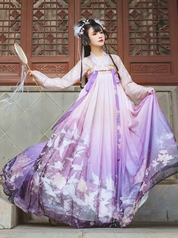 Женский костюм в стиле древней феи, фиолетового цвета, элегантная одежда для косплея династии Хань