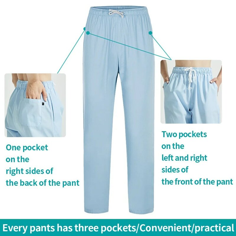 Médico esfrega calças uniformes enfermeira laboratório à prova de poeira bottoms de trabalho atacado esfrega calças femininas calças de cintura elástica calças de enfermagem