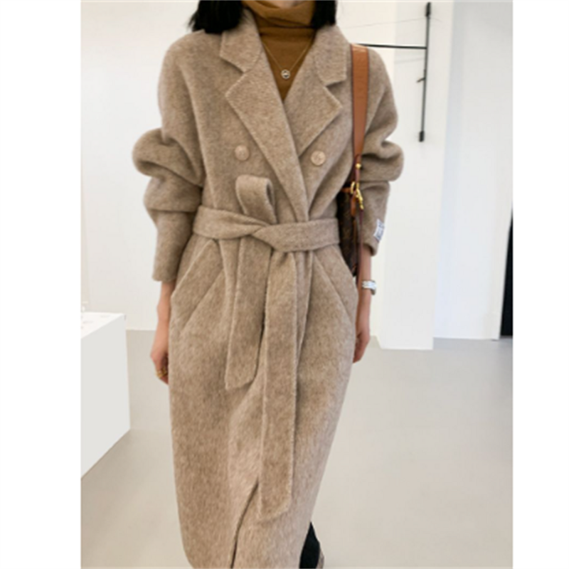 Cashmere coat elegant long double-sided wool coat belt suit female coat