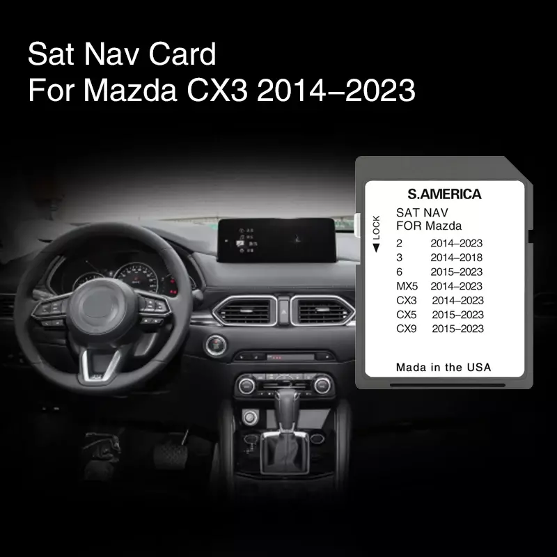 Используйте для Mazda CX3 с 2014 по 2023, обновление Navi, Южная Америка, карты навигации, GPS, SD карта