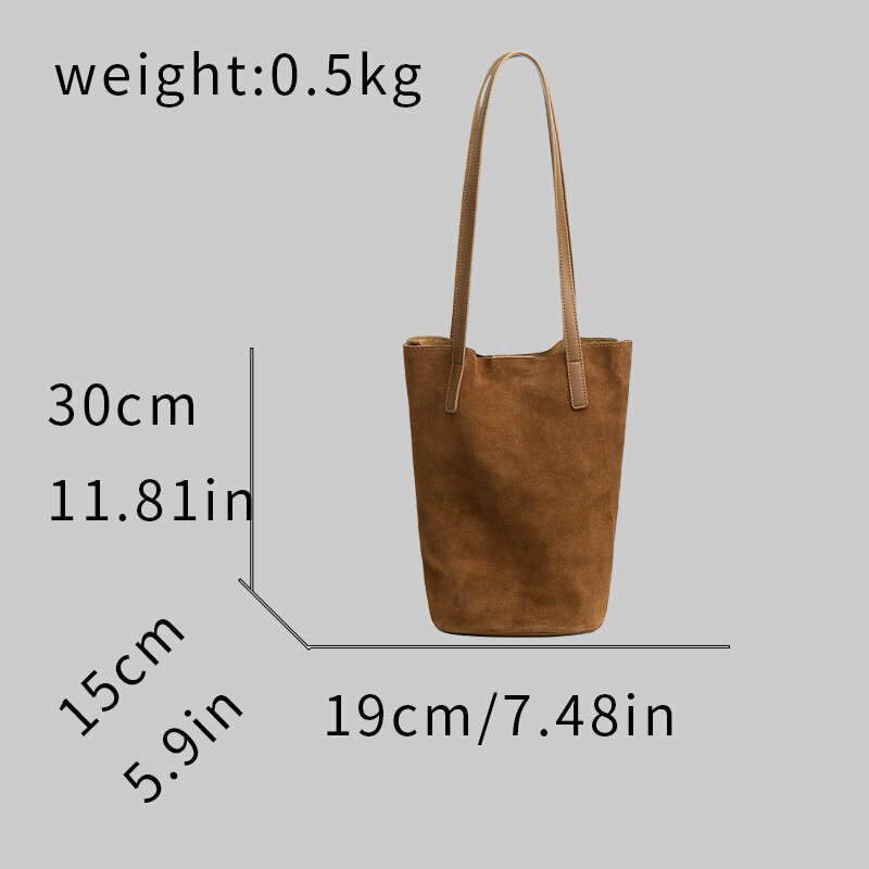 حقائب دلو من الجلد الطبيعي للنساء ، فئة S فاخرة ، حقيبة حمل من جلد الغزال مع محفظة عملات معدنية ، سعة كبيرة ، حقيبة كتف كروس بودي ،