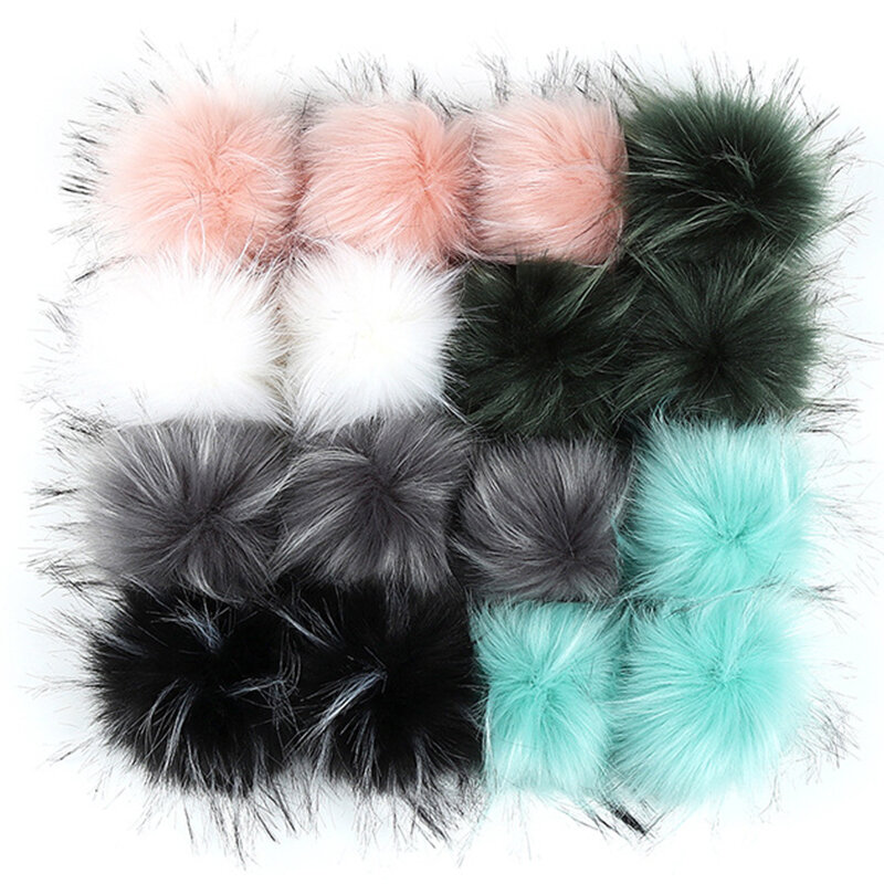 10cm Women Hair Ball Imitation Foxes Fur Pompom Hat Colorful Fake Hair Ball Pom Poms Handmade Diy Knitted Hat Cap Accessories