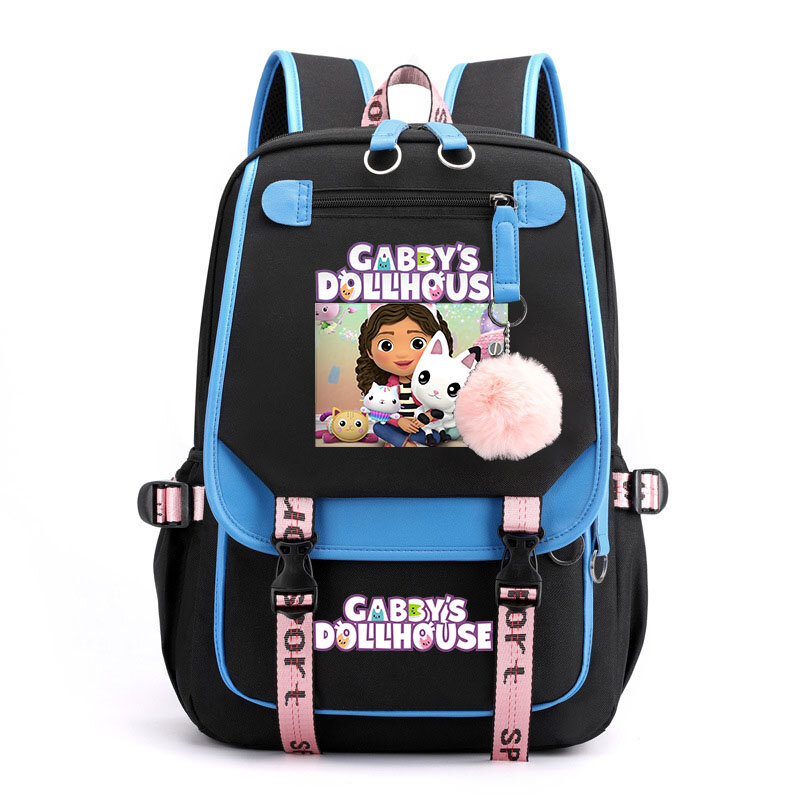 Gabby's Races House Cartoon Printing Backpack for Children, Outdoor Travel Bag, Teen Student School Bag for Children