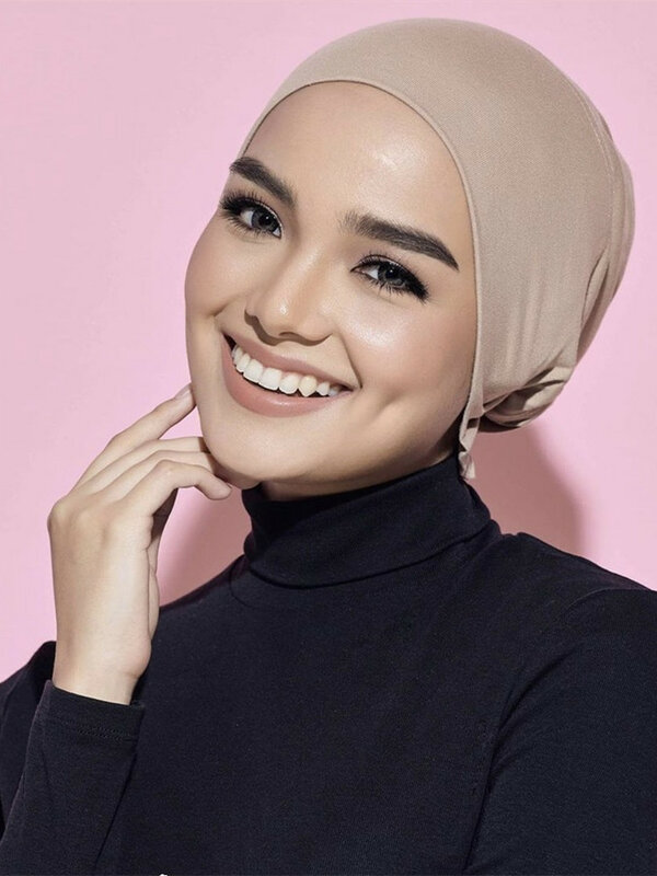 ด้านในหมวก Hijab มุสลิมอิสลามปรับ Underscarf Undercap Bonnet Soft Jersey ยืด HIjabs Tube Cap Turbante Mujer หมวก