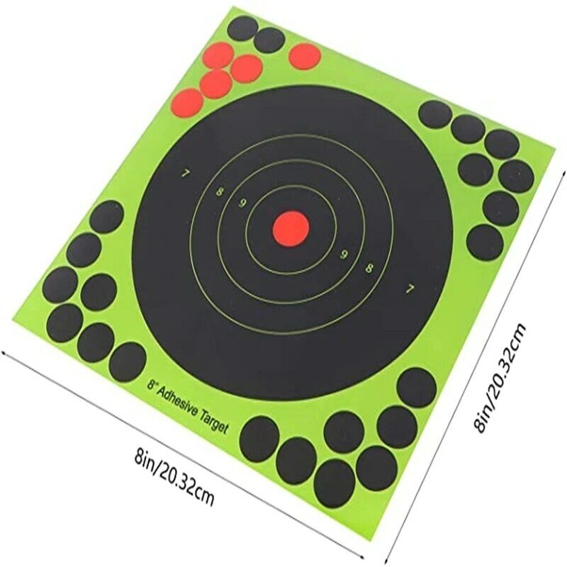 Pegatinas adhesivas reactivas de 8x8 pulgadas, papel de salpicaduras para entrenamiento de tiro, 10/20/30 piezas por lote