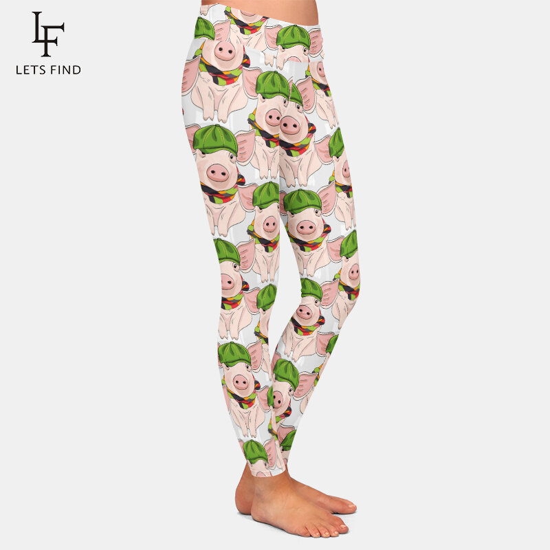 Letsfind 3d pig impressão digital calças femininas de cintura alta mulheres fitness leggings casuais moda feminina leggings