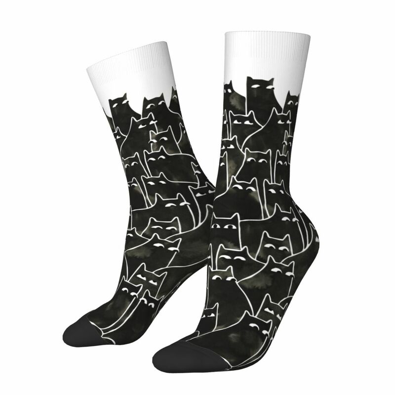 Модные мужские носки в стиле Харадзюку, Милые Носки с рисунком подозрительных кошек и котят для влюбленных, спортивные женские чулки, весна, лето, осень, зима