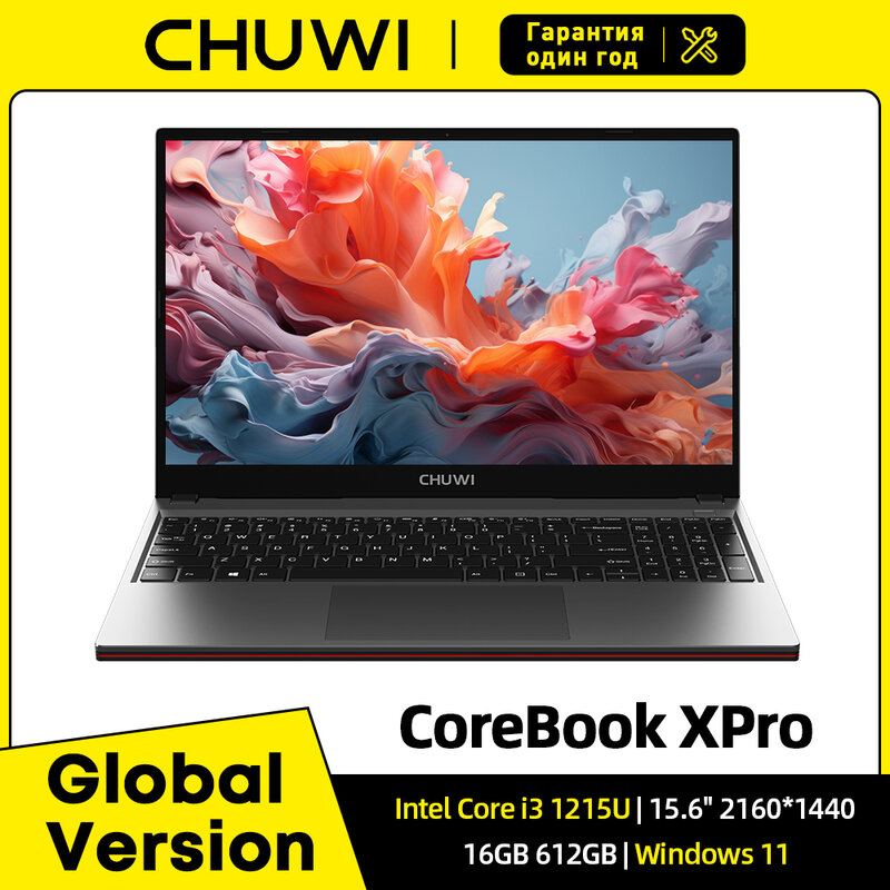 CHUWI CoreBook XPro Laptop Gaming, Laptop Gaming RAM 16GB SSD 512GB layar IPS 15.6 inci Intel Six Core i3-1215U Core hingga 3.70 Ghz Notebook