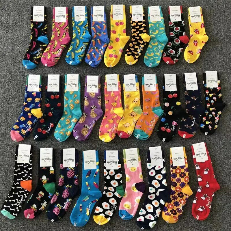 Модные брендовые женские Носки Happy Socks средней длины, носки из чистого хлопка для всех сезонов