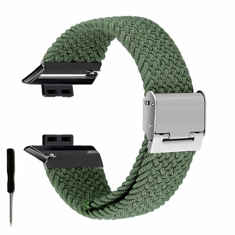 Nylon Trançado Watch Strap para Huawei Watch, Elastic Loop, Pulseira Banda Ajustável, Metal Connector, Fit 2