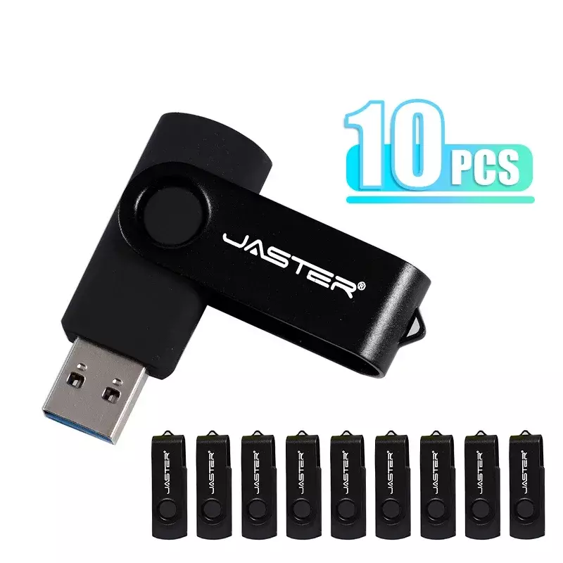 Harga rendah LOT-10 buah USB Flash Drive stik memori putar 64GB Pen Drive hitam 32GB gratis Logo kustom Stik USB 16GB 8GB 4GB
