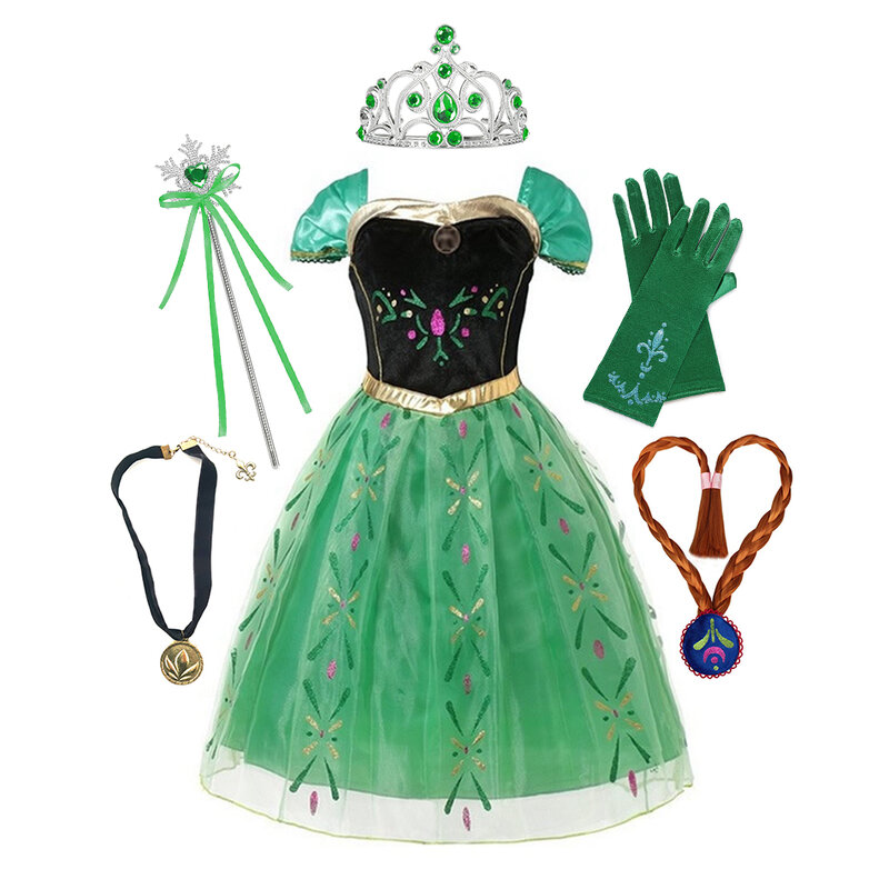 Robe de princesse Frozen Anna Elsa pour enfants, costume de cosplay de reine des neiges, robe de Rhpour filles, vêtements de fête d'anniversaire, éducatif, 1 & 2