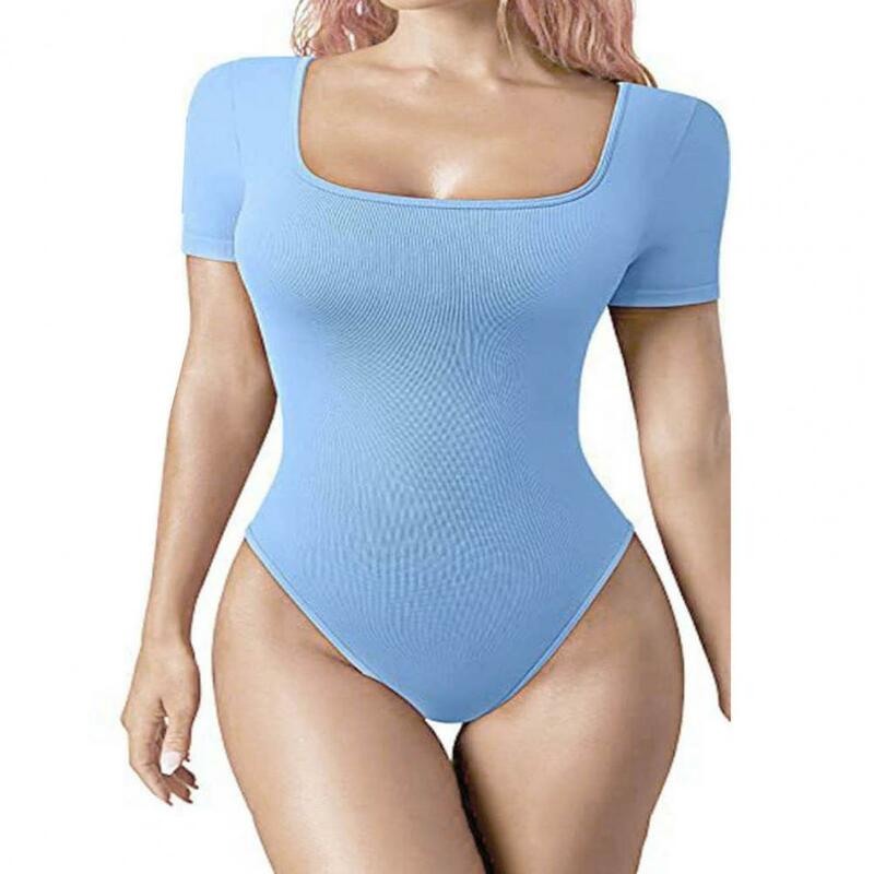 Lightweight Women Bodysuit Elegant Square Neck Bodysuit for Women with Tummy Control High Elasticity Stylish Lady for Summer