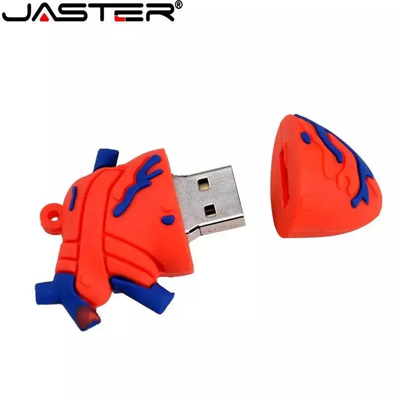 JASTER Skull USB Flash Drive 64GB Skeleton Memory Stick 32GB Red Heart Pen Drive 16GB Lung U Disk Hadiah Kreatif Brain Pendrive