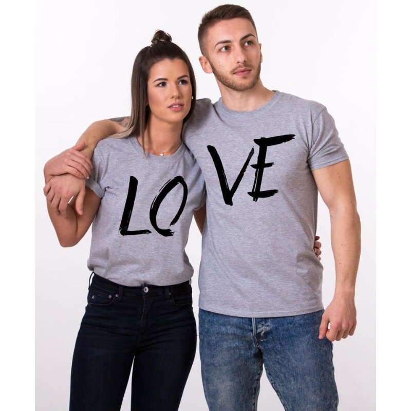 COTTON 100% Couple T-shirt LOVE Monogram Print Short Sleeve Oversized T Shirt  MEN Women Clothing  Tops  Graphic Tshirts