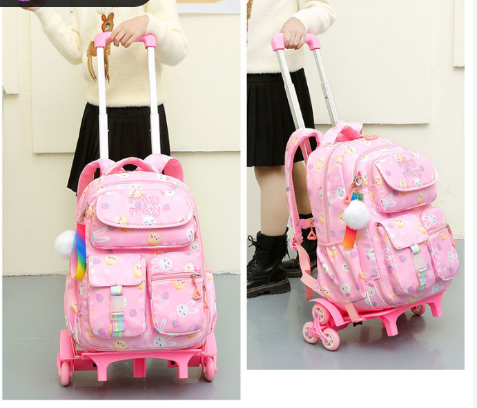 Mochilas escolares con ruedas para niños y niñas, bolso escolar con ruedas, carrito