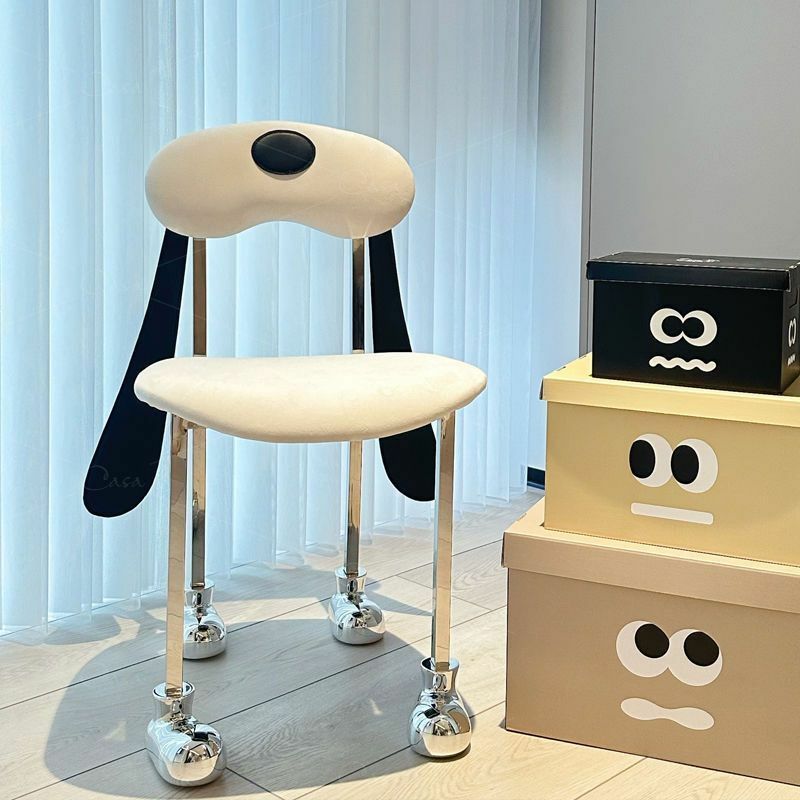 Desenhos animados Dog Chair for Bedroom, Back Chair for Home Makeup, Internet Celebrity Design, Personalidade Criativa