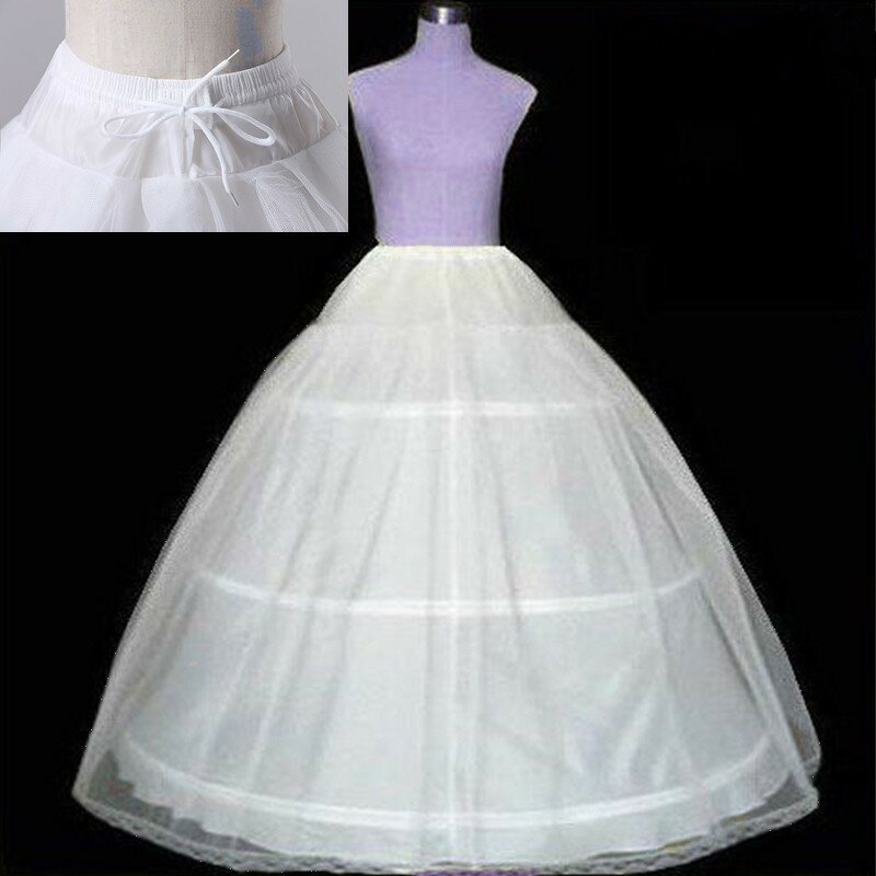 Нижняя юбка, белая, 3 обруча, высокое качество, кринолин, скользящая Нижняя юбка для бального платья, свадебное платье, день рождения