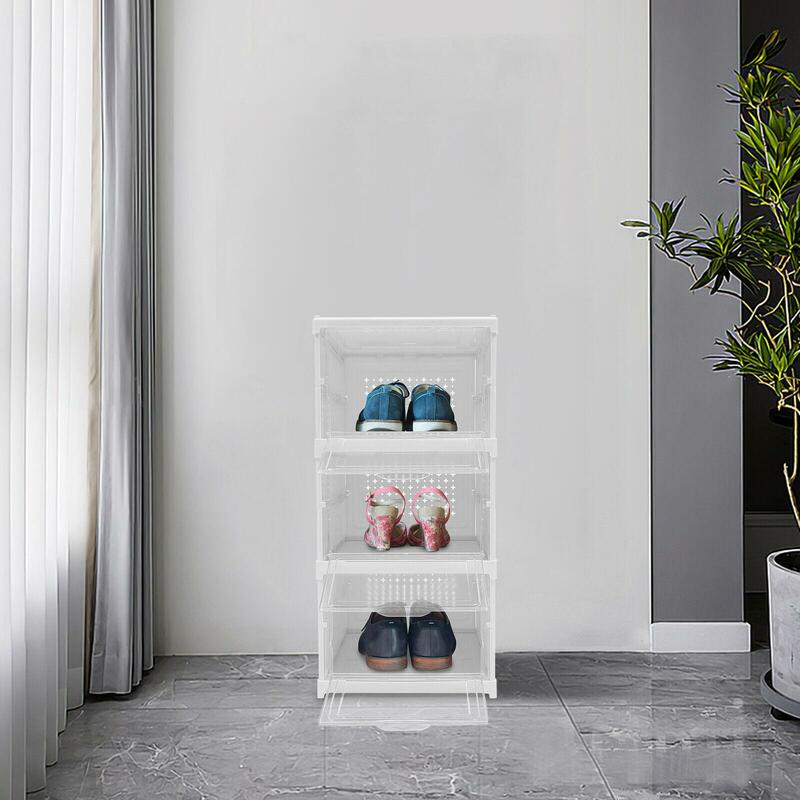 Zapatero plegable con puertas transparentes, armario apilable para zapatos, organizador de almacenamiento, 3/6 niveles, sin instalación