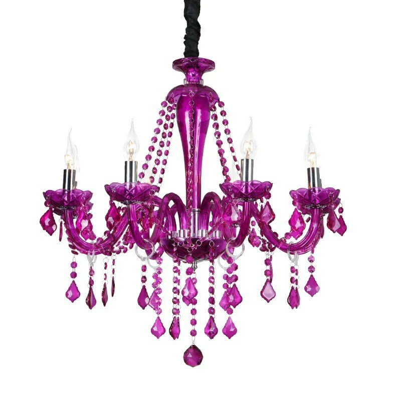 Europejski kolor kryształu światła romantyczna sypialnia żyrandol odzież pokój KTV pokój fioletowy żyrandol lampy do restauracji